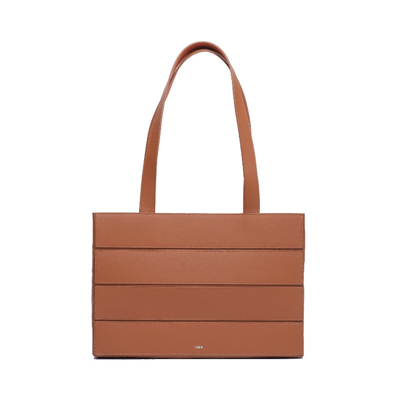 Block Medium Foldable Tote Bag - Brown