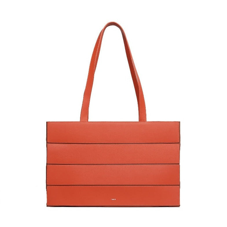 Block Large Foldable Tote Bag - Orange/Brown