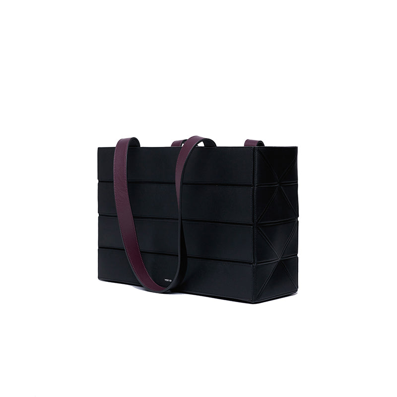 Block Medium Foldable Tote Bag - Black