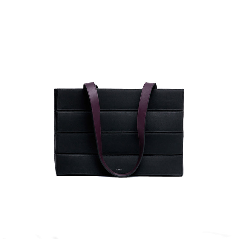Block Medium Foldable Tote Bag - Black