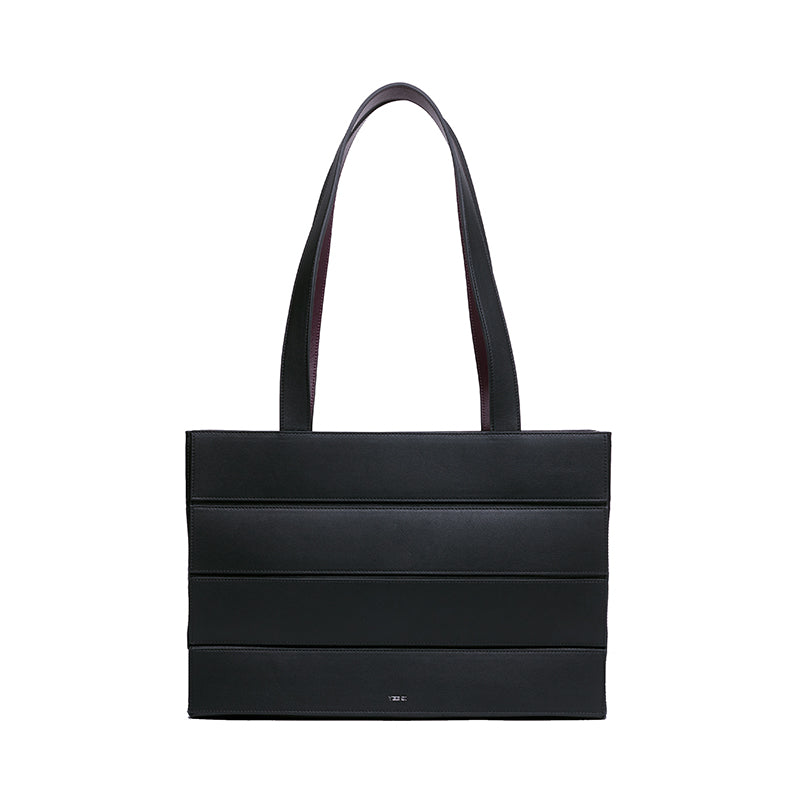 Block Medium Foldable Tote Bag - Black