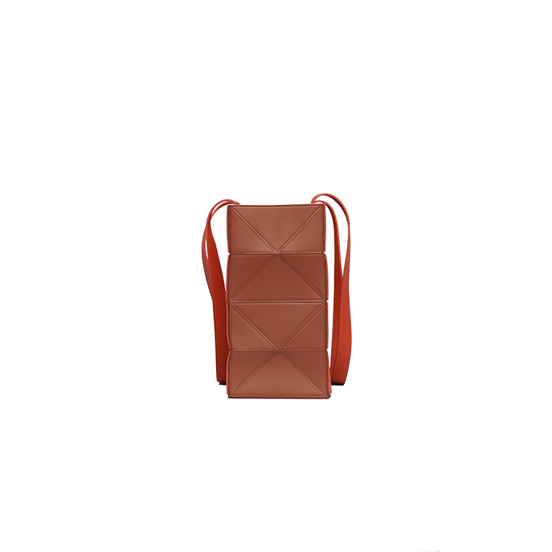 Block Large Foldable Tote Bag - Orange/Brown