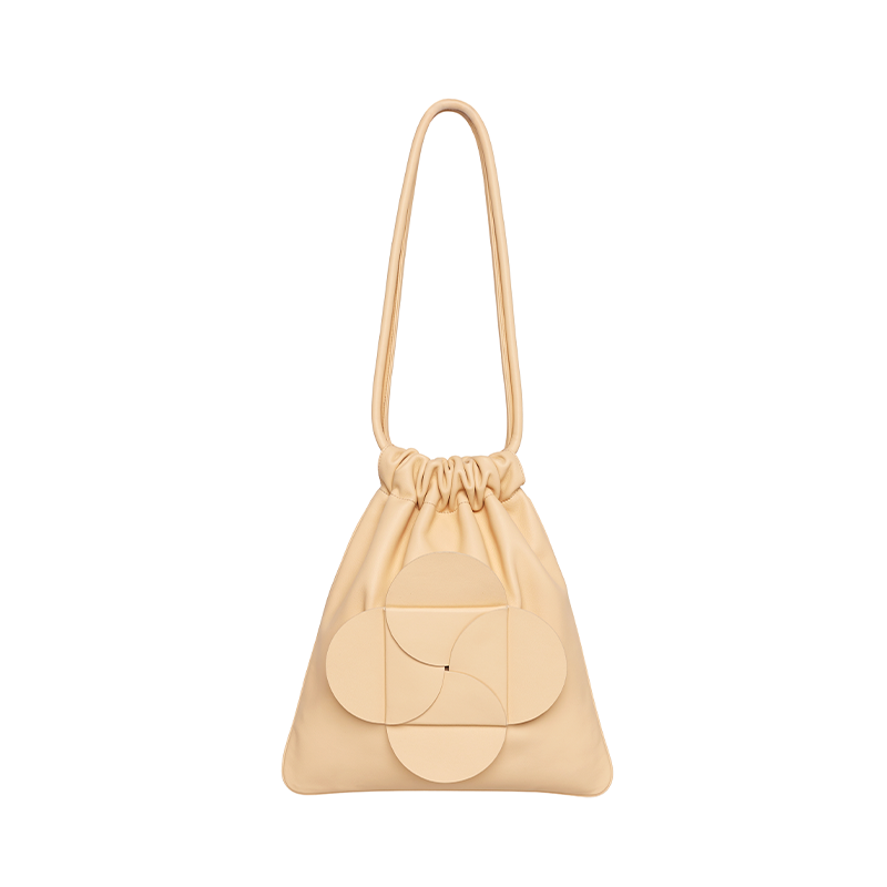 Flower Medium Shoulder Bag- Almond