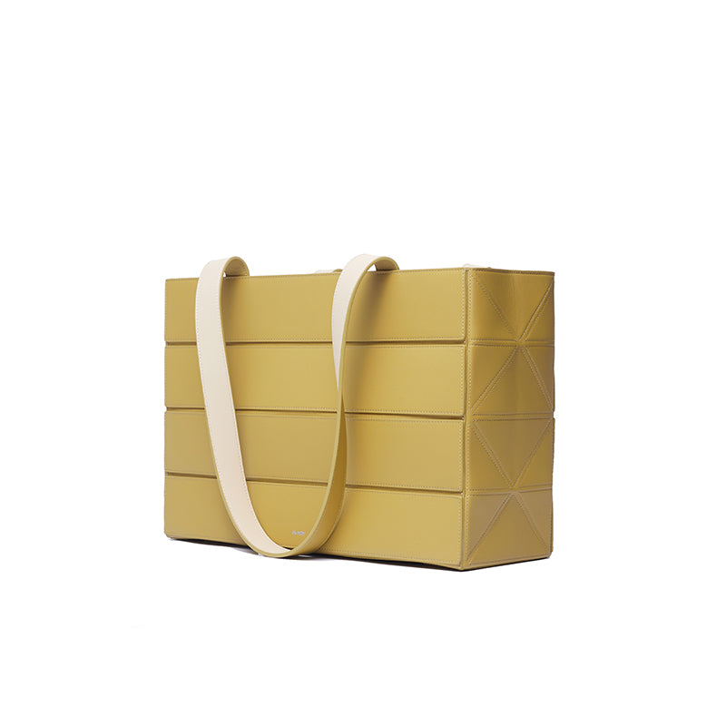 Block Medium Foldable Tote Bag - Yellow