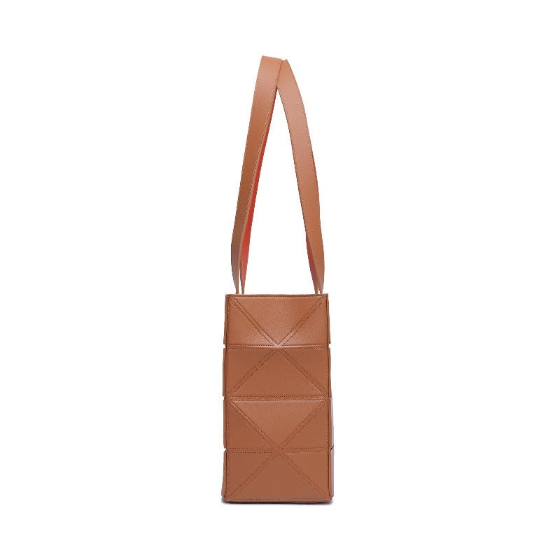 Block Medium Foldable Tote Bag - Brown