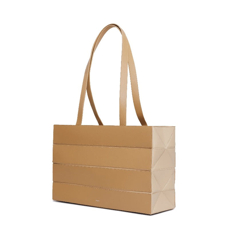 Block Large Foldable Tote Bag - Latte/Almond