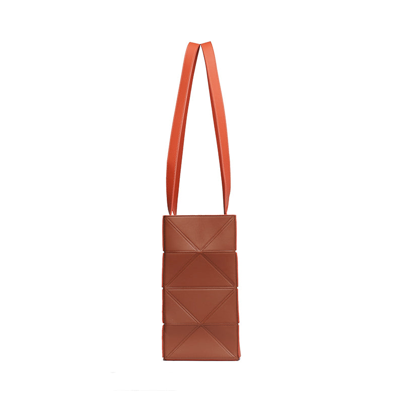 Block Large Foldable Tote Bag - Orange/Brown