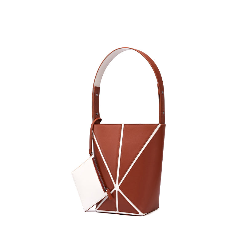 Bucket Small Shoulder Bag - Umber/White