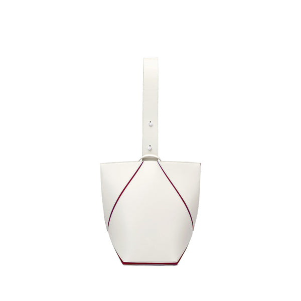 Bucket Small Foldable Shoulder Bag - White/Umber