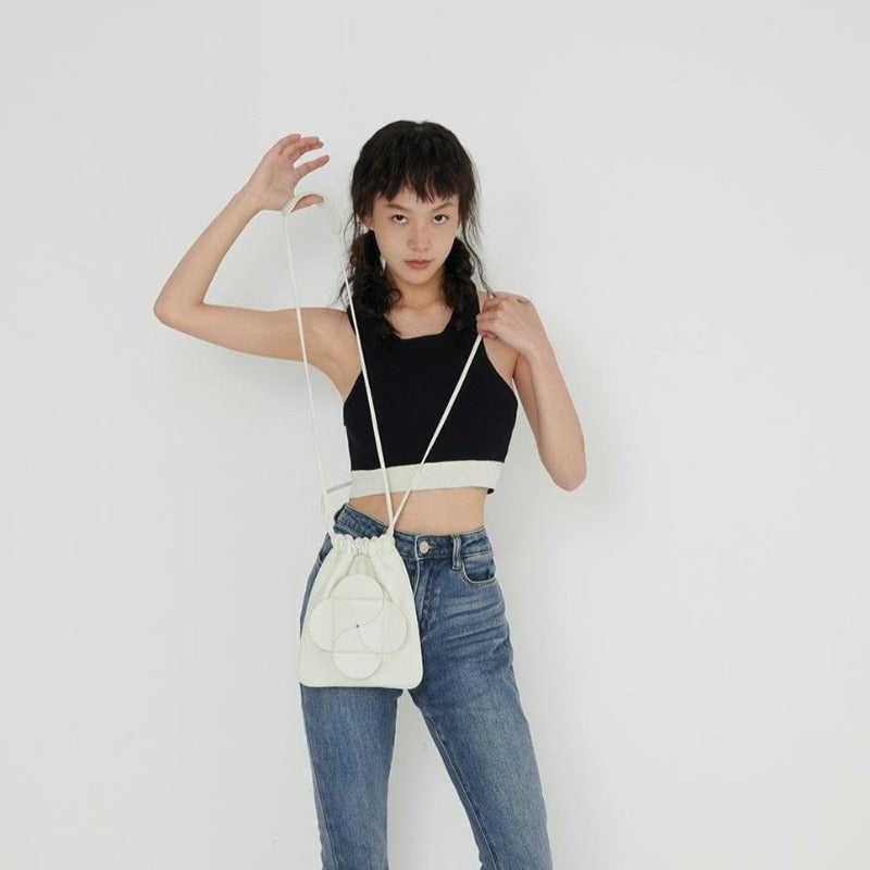 Flower Mini Crossbody Bag- White