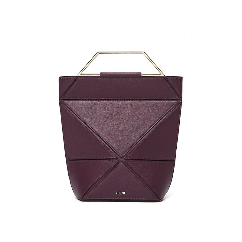 YEE SI Facet Classic Top Handle Bag - Bordeaux 1