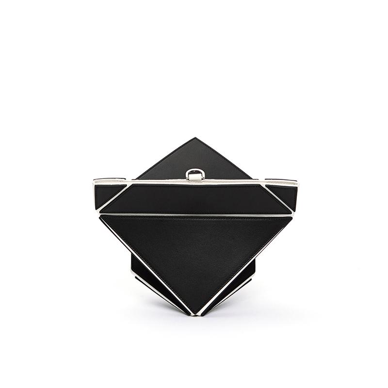 YEE SI Facet Mini Shoulder Bag - Black / White 2